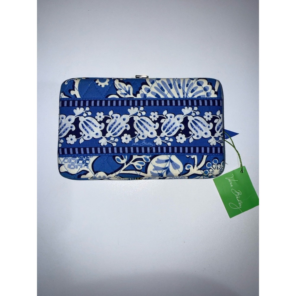 Vera Bradley Blue Lagoon Travel Clutch Passport Wallet NWT S